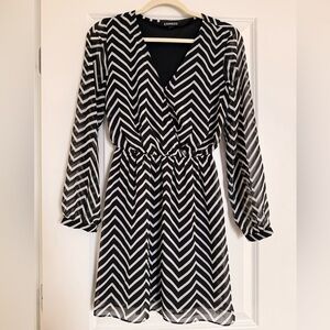 Express Black and White Chevron Dress